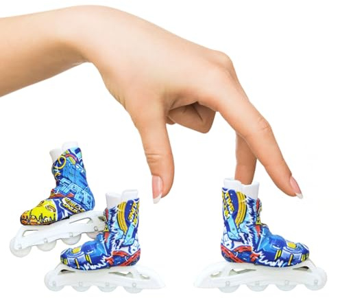 Mini Finger Shoes - 1set Tiny Skateboard Skates, Cool Mini Roller Gear, Fun Breakdance Props | Home Keychain Decoration Kids Boys Girls Gift Play Training Toy Desk Display Cute Collection Hobby Pieces