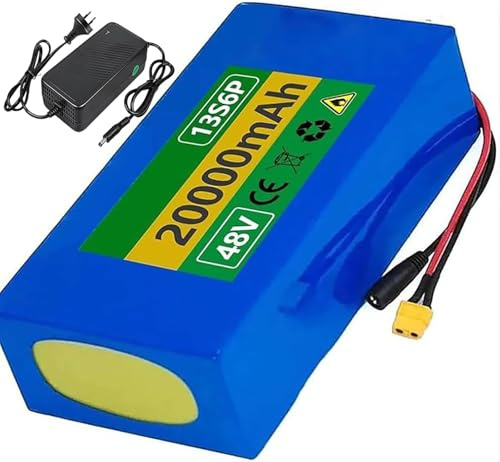 Batterie Haute Puissance 48 V 20 Ah 13S6P Pour Vélo Électrique, Étanche, Avec BMS Intégré, Compatible Avec Les Moteurs De 200 W À 1000 W Pour Vélos Et Scooters Électriques. 48V 20Ah,T+DC
