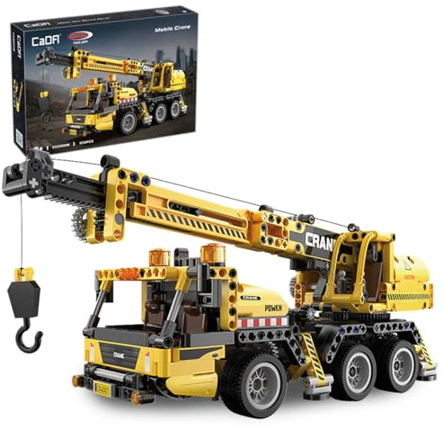 JAMARA CADA 402886 - Gru mobile per cantieri a partire dagli 8 anni, giocattolo per bambini, idea regalo per bambini, veicolo in mattoncini di serraggio, design dettagliato