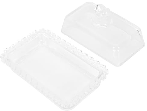 SHINEOFI Boîte à Gâteau Rectangulaire en Verre Transparent Couvercle, Plateau de Service pour Dessert et Beurre, Récipient Alimentaire Pratique et Élégant Cuisine et Conservation