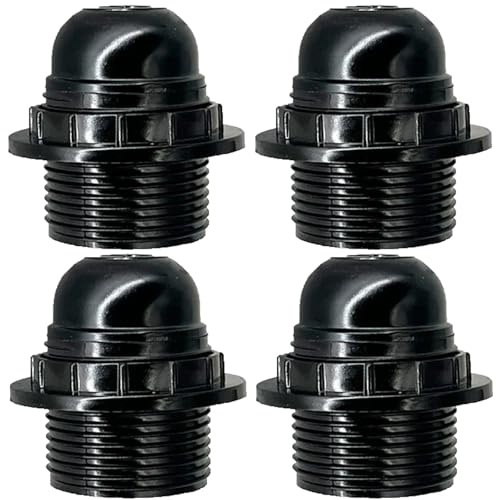 Xiciki 4 Pcs E27 Lamp Holder - E27 Light Bulb Holder, Lamp Screw Fitting, Light Fitting Socket, Plastic Black