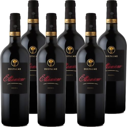 Primitivo di Manduria DOC “Ettamiano” – Cantine Due Palme – Vino Rosso Pugliese Strutturato – 6 Bottiglie da 750 ml – Ideale con Carne, Arrosti e Formaggi Stagionati