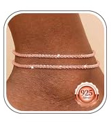 Kenivira Anklets for Women, Dainty Layered Waterproof Adjustable Anklet Set, Beaded Rope Link Beach Ankle Bracelets