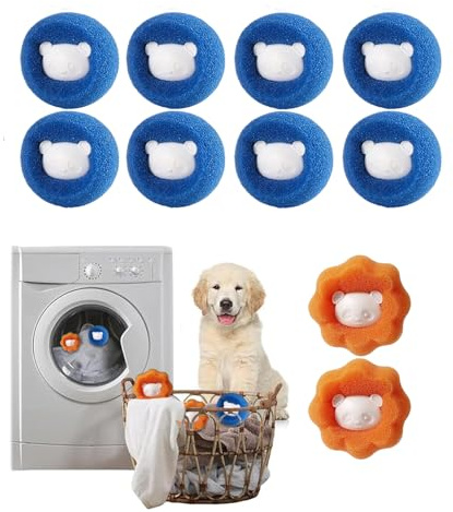 sitengjun Atrapa Pelos Lavadora, 10 Bolas De Lavado Atrapapelos, Quita Pelos Mascota Reutilizable, para Eliminar El Pelo De Las Mascotas En La Lavadora(Azul Y Naranja)