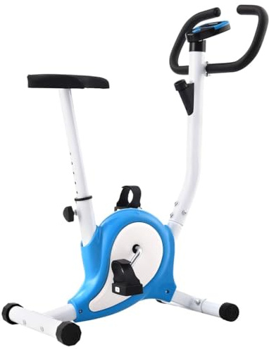 Teenpull motionscykel med remdrift blå, ergonomisk fitnesscykel med justerbar sadel, LCD-display för tid, hastighet, kaloriförbrukning, inomhuscykel för uthållighetsträning hemma