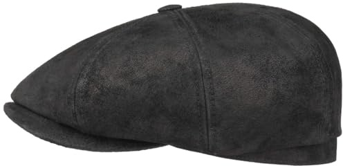 Stetson Hatteras Schirmmütze Vintageleder Herren Sommer Winter schwarz L (58-59 cm)