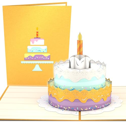 Lovepop® 3D Pop-Up Karte Geburtstag bunte Geburtstagstorte Geburtstagskarte birthday cake card | inkl. Umschlag & Versteckfach für Geld & Gutscheine