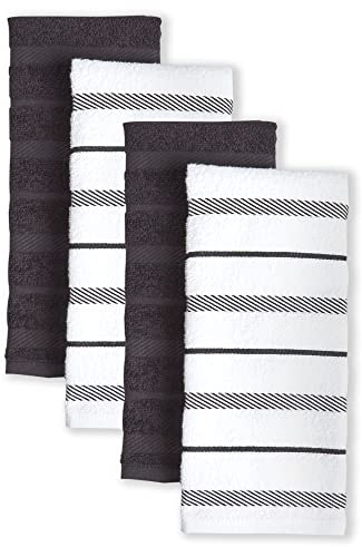 KitchenAid Albany Kitchen Towel Set 4-Pack 16x26, Black/White