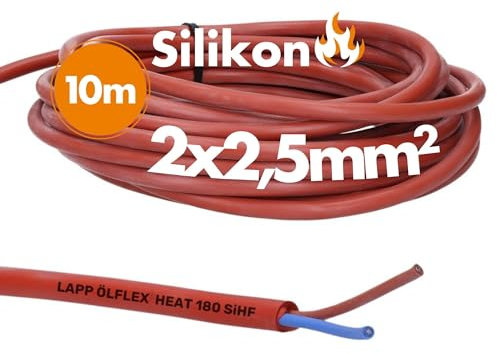 10 Meter Lapp 0046019 Ölflex Heat 180 Silikon-Kabel 2x2,5 mm² I Silikonleitung I Saunakabel SiHF I Saunaofen Kabel 10 m