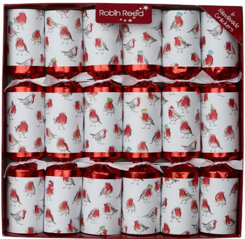 Robin Reed 6 x 13 (33cm) Racing ROBIN Christmas Crackers - Handmade race game included - 71803