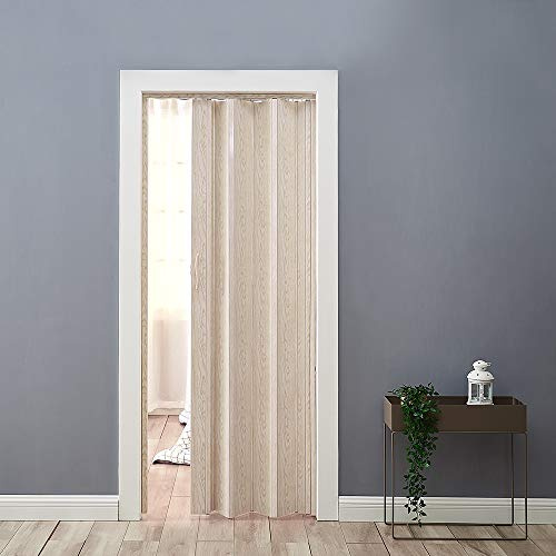 Storeinuk Accordion Door, 12MM PVC Folding, Magnetic Plastic Internal Door, Adjustable Widths 610mm - 860mm, Ivory