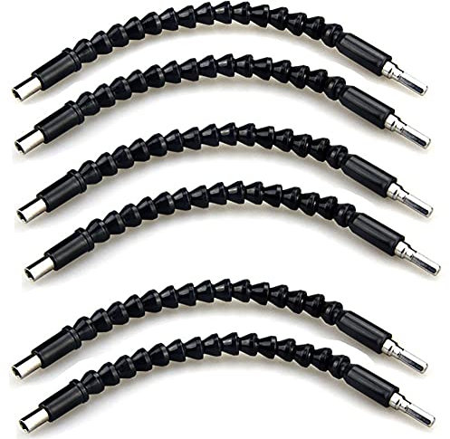 CENPEK 6Pcs 11.6 inch Flexible Drill Bit Extension Screwdriver Soft Shafts FineGood Universal Drill Connection - Black