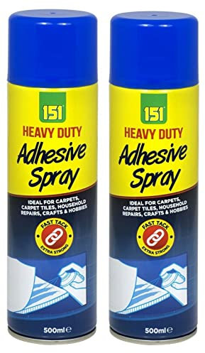 2x Heavy Duty Adhesive Spray Ideal for Carpets, Carpet Tiles, Household Repairs, Crafts & Hobbies Quick Drying Extra Strong Glue Spray 500ml