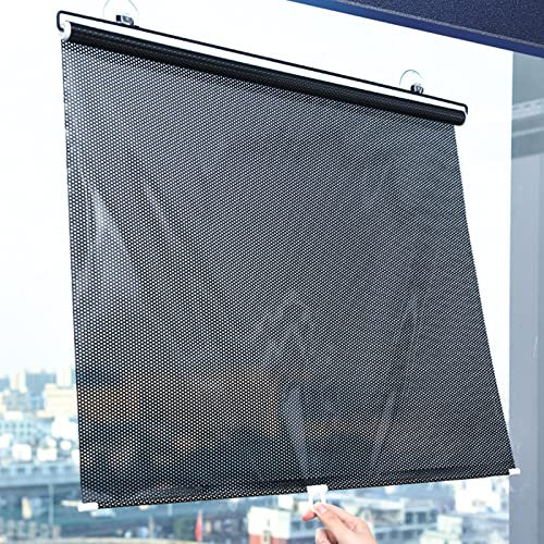 Saugnapfes Rollo,Verdunklungsrollo ohne Bohren,Sichtschutz und Sonnenschutz Thermorollo,Auto Sonnenblende,Einziehbarer Sonnenschutz,Für Autofenster,Schlafzimmer, Büro (68x125cm/26.8x49.2in)