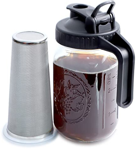 Cold Brew Mason Jar Coffee Maker 32 OZ Wide Mouth Cold Brew Pitcher With Coffee Filter For Coffee, Iced Tea, Sun Tea, Lemonade