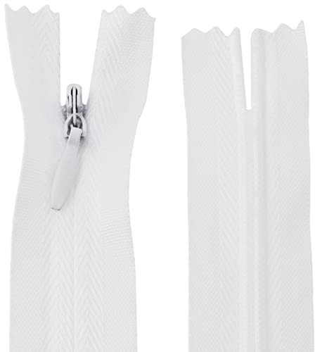 AERZETIX - C60992 - Satz von 20 unsichtbaren Reißverschlüssen 30 cm - Farbe: weiß - Nicht trennbar mit rugbyball-zuglasche aus undehnbarem Material - reißverschluss mit zahnstange