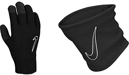 Nike Herren Herren Handschuhe Knitted Tech and Grip Handschuhe, 091 Black/Black/White, L/XL, 9317-27 & Unisex Ya Nackenw rmer, Schwarz, Einheitsgröße EU