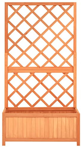 Keketa Traliccio in Legno Massello di Abete con Fioriera per Piante Rampicanti, Colore Marrone, Dimensioni 70x30x135 cm, Assemblaggio Richiesto