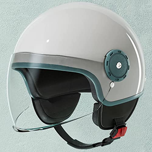 3/4 Open Face Motorradhelm mit Sonnenblende Retro Moped Chopper Scooter Cruiser Halbhelm für Männer Frauen Erwachsene DOT/ECE-geprüft,Grün,One Size