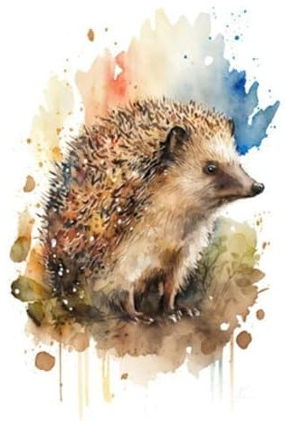 Acryl-Bild 50 x 80 cm: Illustration Igel in Aquarell. Tier auf weißem Hintergrund. Generative KI (199820153)