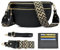 LANXINGLUO crossbody bag damen breiter gurt 5CM groß bauchtasche damen leder Mit Kreditkartenfach und 2 Schultergurten-Schwarz