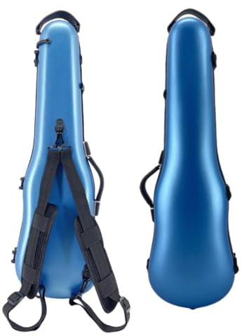 WUQIMUSC Violin Case 4/4 full size hard case Strong Carbon fiber Anti-Scratch Shaped Flight case Backpackable,Built-in Hygrometer Lightweight Travel violin case, 1.54kg, Blue