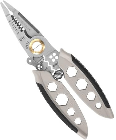 7 Inch Multipurpose Wire Stripper, 4-in-1 Cable Stripping Cutter Heavy-Duty Wire Stripper Pliers Professional Electrical Wire Crimping Tool for Slitting Cutting Splitting Clamping