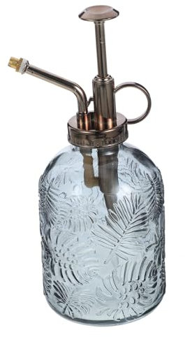 VANZACK Pflanzensprüher Glas 350 ml Vintage Gießkanne mit Bronze Pumpenkopf Wiederverwendbare Sprühflasche für Zimmerpflanzen Sukkulenten Bonsai Gartenpflanzen