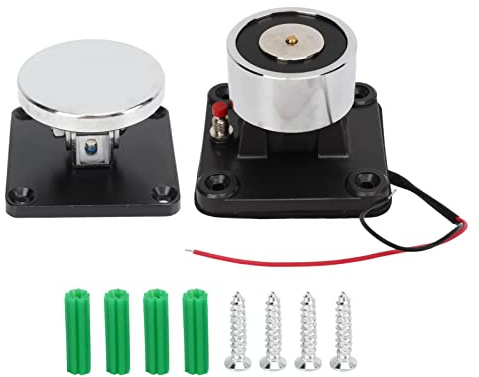 Magnetic Door Catch, DC 24V Electromagnetic Door Holder for Fire Protection, 80Kg Suction Force, Manual Release, Aluminium Alloy Automatic Closing