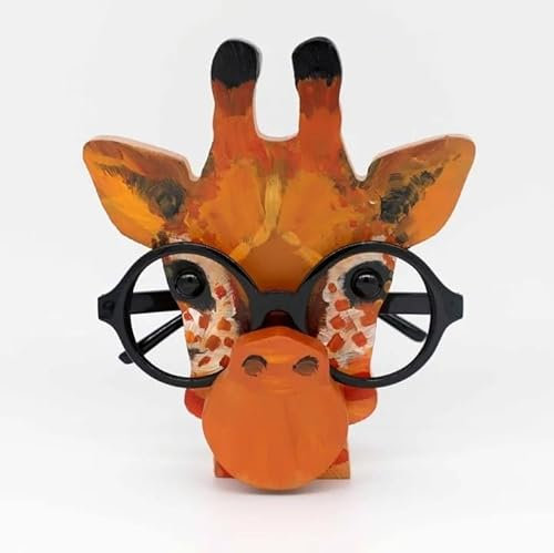 MKLHAVB Tierform Brillenhalter 3D Tier Gläser Rack Nette Cartoon Schnitzereien Sonnenbrille Display Rack Regal Brillen Ständer Schmuck Holz Halter Schaufenster Brillengestelle in tierform(Giraffe)