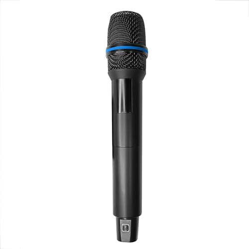 Aveek Microfono senza fili solo per ingresso microfono, microfono palmare dinamico in metallo UHF con ricevitore ricaricabile,altoparlante amplificatore,mixer - blu (1 pack)