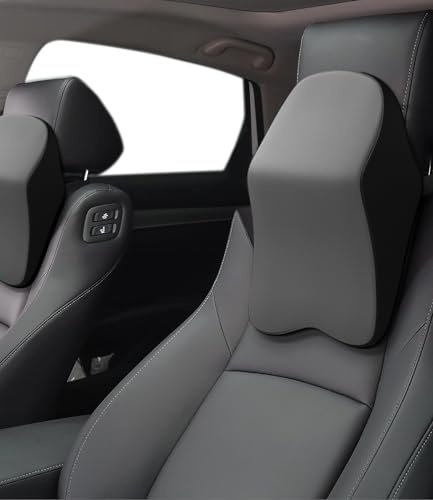 jutyum Coussin Appuie Tete Voiture, Mousse Mémoire Oreiller Voiture, Confortable, Oreiller de Siège de Bureau,Coussin Nuque Siege Voiture pour Conducteur, Passager (Noir Gris)