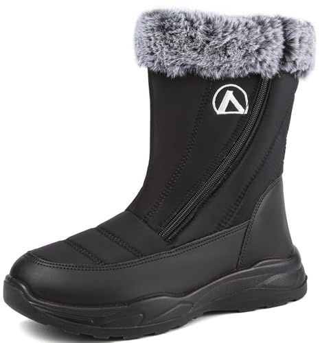 VTASQ Botas de Nieve Mujer Botines de Invierno Calentar Forrada Botas para Hombre Impermeables Antideslizante Exterior Botines Casual Caminar Botas Negro 41 EU