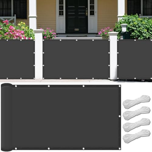 Sonnenschutz Markise 370 x 480 cm,Wasserabweisend Sonnenschutz Windschutz mit 98% Uv Schutz, Überdachung Schattenabdeckung,Für Balkon Garten, Dunkelgrau