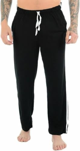 COSHAL® Herr loungwear träningsbyxor 2 sidor randiga öppna fållbyxor vardagliga svettbyxor träningsoverall nattkläder byxor Svart XXL
