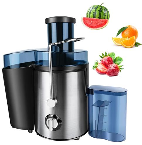 1000W Centrifugeuse Extracteur de Jus, Centrifugeuse Fruits et Legumes à 2 Vitesses, 65MM Large Bouche en Acier Inox, Design Anti-goutte, 500ml Pichet à Jus et Nettoyage Facile