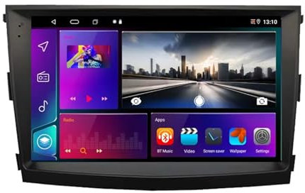 Double Din 9 inch Android 14 Car Stereo Radio for SsangYong Tivoli 2015-2022 with Wireless Carplay AHD Backup Camera Bluetooth Steering Wheel Controls GPS Navigation(T100 [2+32G])