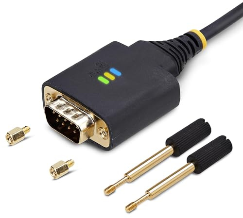 StarTech 30cm USB Seriell Kabel, USB-A auf DB9, FTDI (1P1FFC-USB-SERIAL) | RS232, COM Retention, LED, wechselbare DB9 Schrauben und Muttern, 921, 6 Kbps, ESD-Schutz