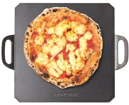 ROCKSHEAT 30 x 30cm Square Pizza Steel, Premium Carbon Steel Baking Plate for Perfectly Crispy Pizzas and Breads, Dual Handles, Ideal for Home and Commercial Use