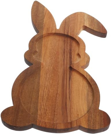 Didiseaon Plato De Madera De Acacia Forma De Conejo Para Aperitivos y Snacks De Pascua Bandeja Decorativa y Funcional Para Fiestas y Reuniones Diseño Único y Seguro Para Servir Comida