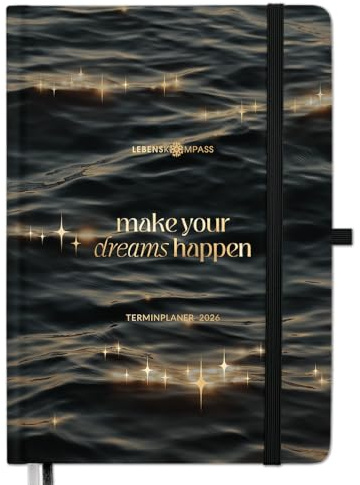 Kalender 2026 Terminplaner Buchkalender A5 von Lebenskompass® CALM - Edler Wochenplaner 2026 & Terminkalender 2026 - stabiles Hardcover mit schöner Folienprägung