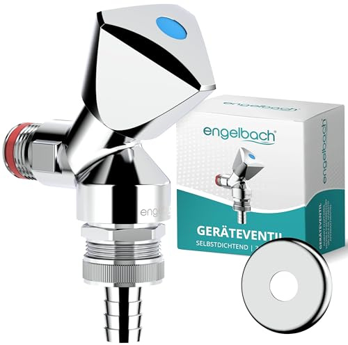 Engelbach® Universal Geräteventil selbstdichtend - Geräteanschlussventil | mit Rückflussverhinderer & Rohrbelüfter - für Waschmaschine, Spülmaschine & Co.
