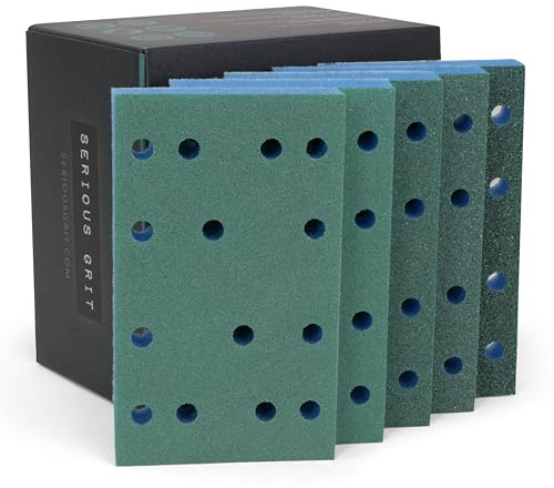 Serious Grit - 80x133mm 12.7mm Foam Pads Assortment - 10 Pack | Fits Festool RTS 400 & Mirka DEOS 353 - 80x133mm - 2 Each: 120-150, 150-180, 220-240, 280-380, 450-600 - Made in USA