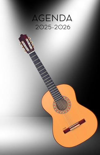 Agenda scolaire journalier 2025-2026-Thème musique- Guitare - Musicien - Son (12.85x19.84 cm) 1 page pour 2 jours