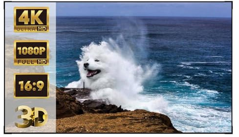 Générique Écran de Projection 60/72/84 Pouces, Cadre Fixe, Téléobjectif, 16:9 Écran de Cinéma Maison Mural 4K Ultra, Actif 3D pour Home Cinéma et Entreprise(60in)