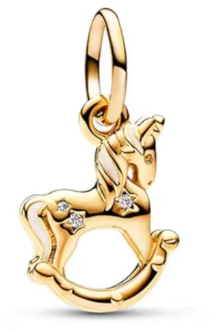 Anduonie Charms Gold Stopper Charms Anhänger Silber 925 für Armbänder,Red charm anhänger,beads charms,kompatibel mit europäischen Armbändern und Halskette