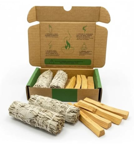SALVIA | Vit salvia 2 enheter och Palo Santo 4 enheter | Heliga örter | Energi och andlig rening | Brinnande örter | Växter för god förbränning