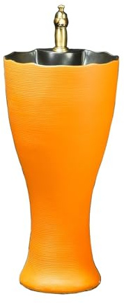 Lavabo de pedestal de cerámica for baño con grifo y desagüe, for exteriores, Fácil instalación