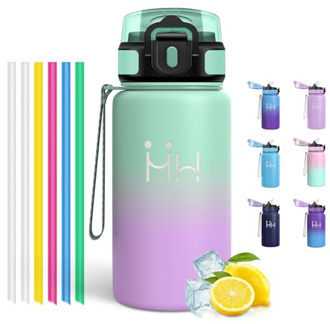 Motswedi Gourde Isotherme, 24h Froid & 12h Chaud, Bouteille Isotherme, 6 Pailles, Acier Inoxydable, Gourde INOX, Anti Fuite, pour Sport, Randonnée