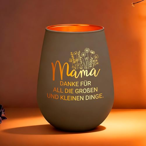 Windlicht Mit Gravur Für Mama - Edler Glas Teelichthalter Mit Spruch - Muttertagsgeschenke & Geburtstagsgeschenk Für Mama - Mama Geschenk Deko Für Geburtstag, Muttertag & Weihnachten